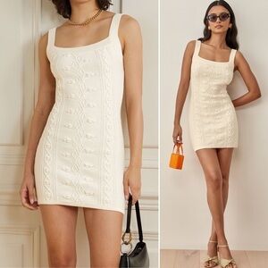 NWT REFORMATION Y2K Cable Knit Soft Girl Sleeveless Bodycon Sweater Minidress S‎